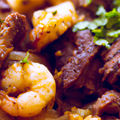 Camarones con Carne Asada — AI-generated macro preview